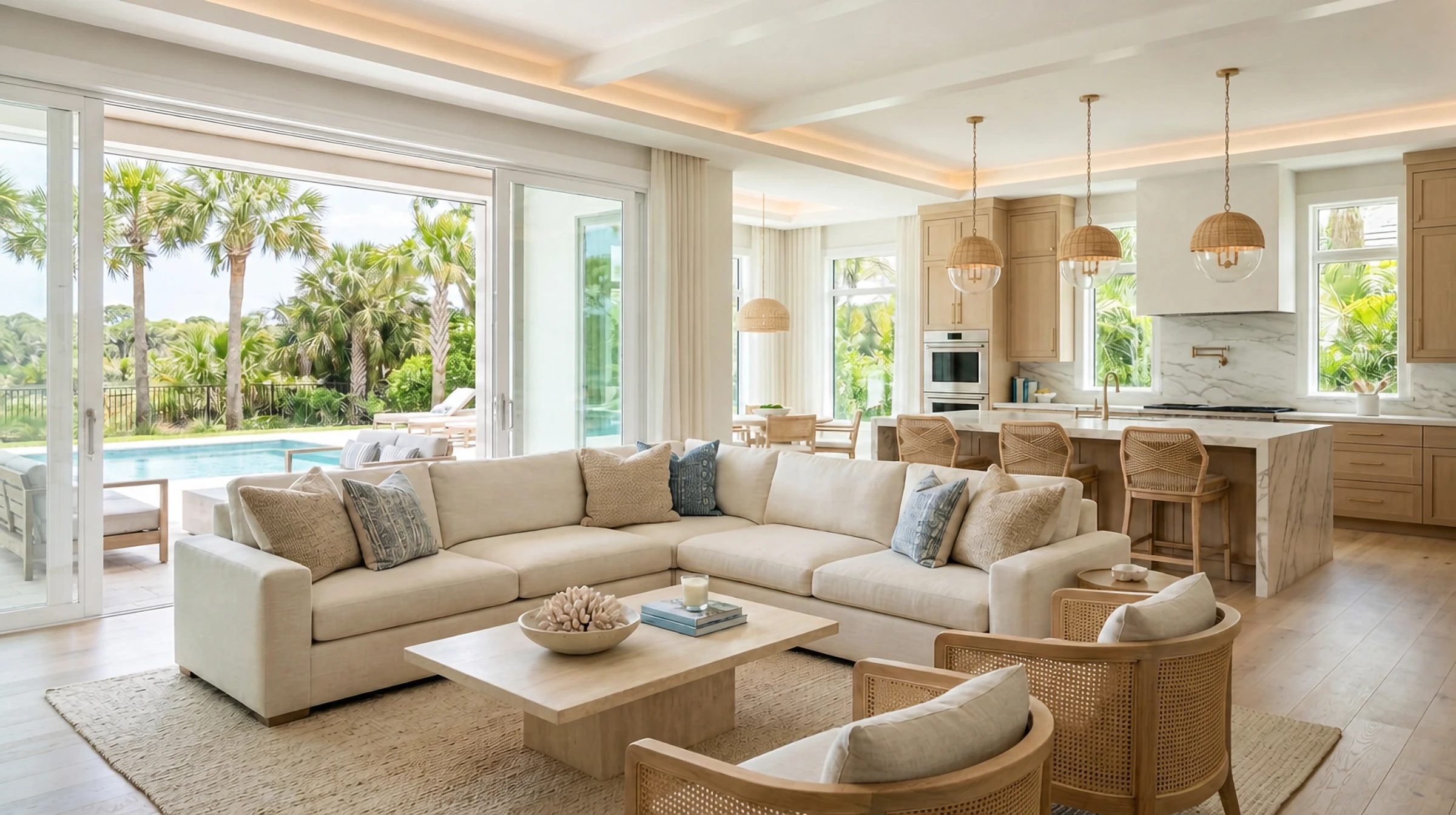 A warm, light-filled coastal interior